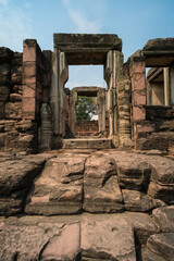 Ancient old sculptures Called Phimai Castle A castle that was built thousands of years There are locations in Nakhon Ratchasima, Thailand.
