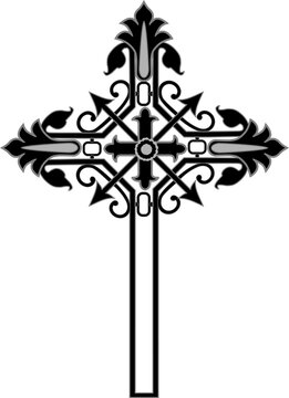 Medieval gothic christian metal style cross - Vector Illustration