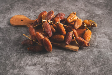 close up of dates with black background