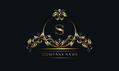 Elegant bronze monogram with the letter S. Exquisite business sign, identity for a hotel, restaurant, jewelry.