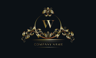 Elegant bronze monogram with the letter W. Exquisite business sign, identity for a hotel, restaurant, jewelry.