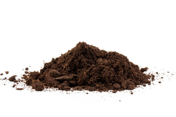 Pile of soil isolated on white background