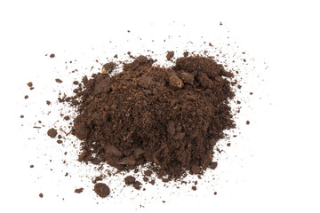 Pile of soil isolated on white background