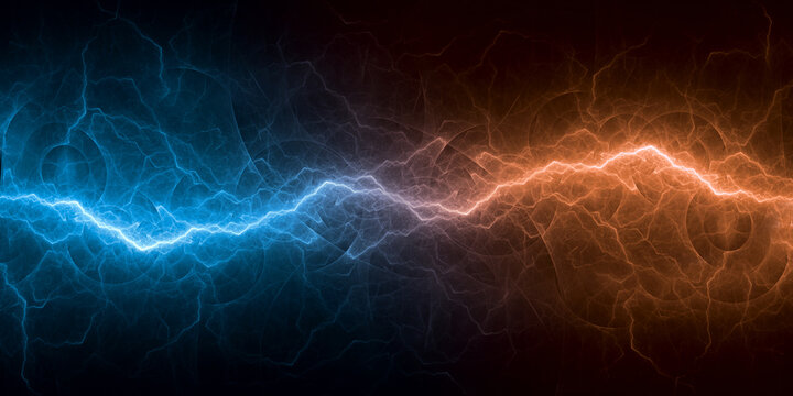 Cool abstract lightning, fire and ice energy