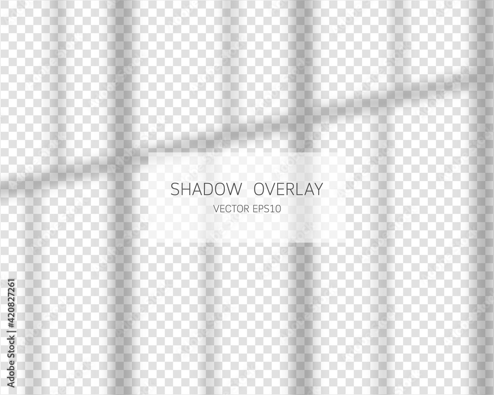 Poster shadow overlay effect. natural shadows from window isolated on transparent background. vector illust