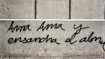 Text message on the wall dedicated to love, Murcia, Spain