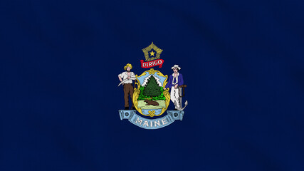 Maine State - USA - Crumpled Fabric Flag. USA Flag. State of Maine Flag. North America Flags. Celebration. Flag Day. Patriots. Surface Texture. Background Fabric.