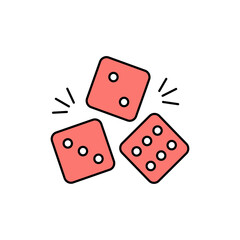 Dices olor line icon. Pictogram for web page, mobile app, promo.