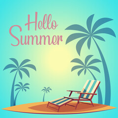 Beautiful landscape, summer holidays. Vector design.