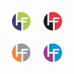 Abstract Initials Letters HF Logo Vector 001