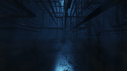 Abstract Underground Pipes Background 3d render