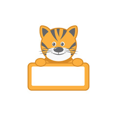 vector illustration of baby tiger with blank sign