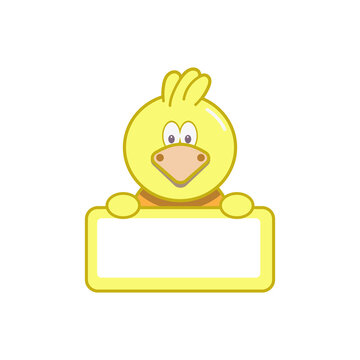 Card with cute chicken. Place for your picture or text. Vector illustration.