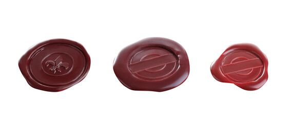 Set with red wax seals on white background. Banner design