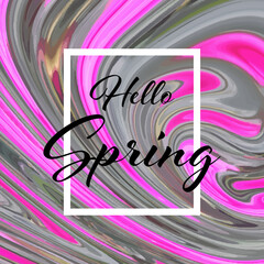 Hello spring. Pink gray fluid flow vector geometric abstract dynamic design