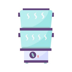 Purple double boiler Steamer flat icon illustration