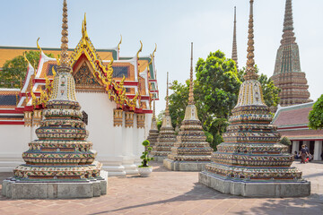 Bangkok. Thailand. Wat Pho, with few tourists in the Buddhist temple complex, which is also known...