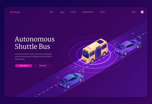 Vector Banner Of Autonomous Shuttle Bus