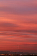 A colorful sunrise in the city