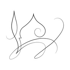 Vector Illustration of Islamic Mosque Line Art Drawing. Good for Greeting Card, Cover, Poster, Banner, Invitation, and others.