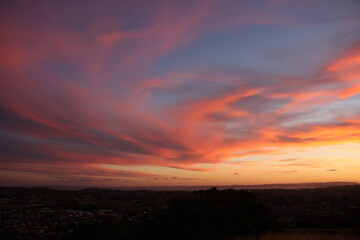 Beautiful tender clouds at the sunset time, sunset sky background