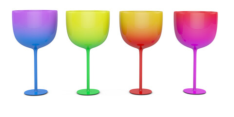 Bowl of gin. Plastic bowl in various colors. Cup gift 3d render. Isolated in white backgound.
