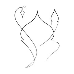 Vector Illustration of Islamic Mosque Line Art Drawing. Good for Greeting Card, Cover, Poster, Banner, Invitation, and others.