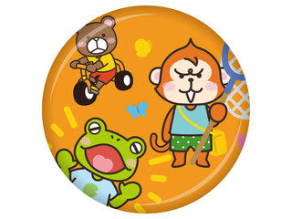 動物キャラクター　猿、熊、カエル