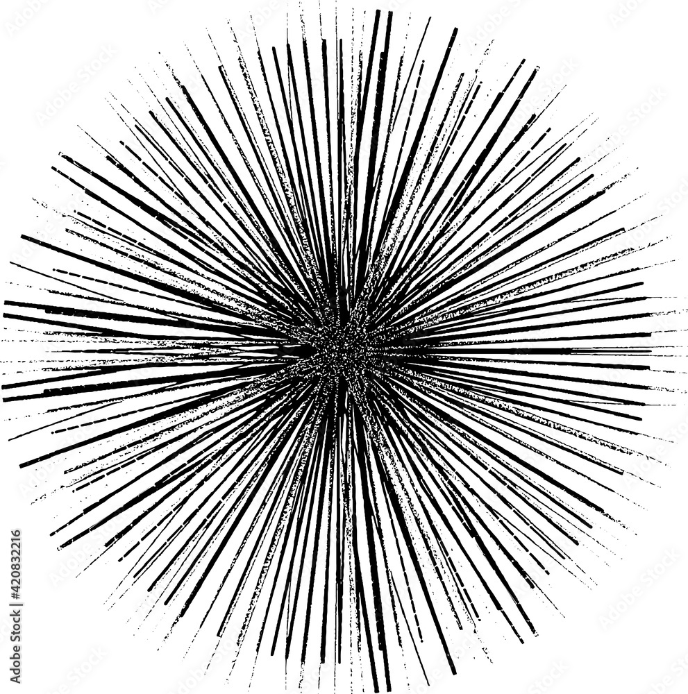 Poster circular starburst explosion texture. distressed uneven grunge background. abstract vector illustrat