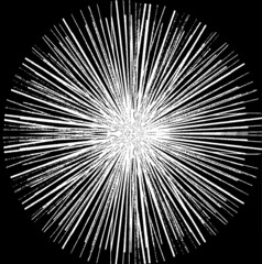 Circular starburst explosion texture. Distressed uneven grunge background. Abstract vector illustration. Overlay to create interesting effect and depth. Isolated on white background.