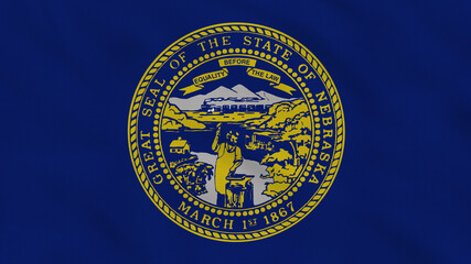 Fototapeta na wymiar Nebraska State - USA - Crumpled Fabric Flag. USA Flag. State of Nebraska Flag. North America Flags. Celebration. Patriots. Surface Texture. Background Fabric.