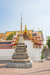 Bangkok. Thailand. Wat Pho, with few tourists in the Buddhist temple complex, which is also known as the Temple of the Reclining Buddha. 
