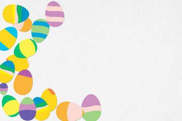 Easter egg invite background made out of craft paper with copy space