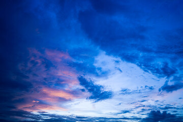 Dramatic Colorful Twilight Sky with Dark Clouds.