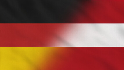 Germany and Austria Crumpled Fabric Flag. Germany Flag, Europe Flags. Austria Flag, Europe Flags. Celebration. Flag Day. Patriots. Surface Texture. Background Fabric.