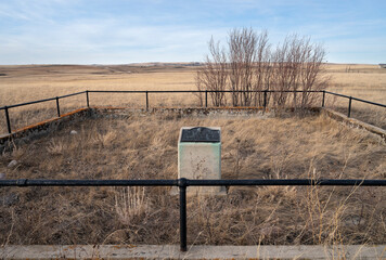 Monument to the last campsite of Chief Crowfoot on the Siksika Nation at Blackfoot Crossing, Alberta, Canada