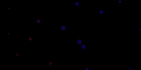 Fototapeta na wymiar Dark Blue, Red vector background with colorful stars.