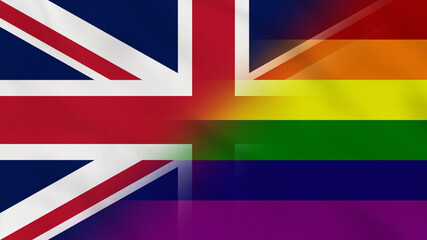 LGBT United Kingdom Crumpled Fabric Flag. United Kingdom Flag. Europe Gay Flags. Celebration. Flag Day. Surface Texture. Background Fabric.