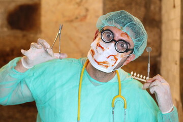 Horror scene in dentist visit