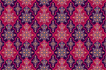 Indian Arabic mandala ethnic traditional design in a seamless vector repeat pattern. Henna Mehendi-inspired tile pattern.