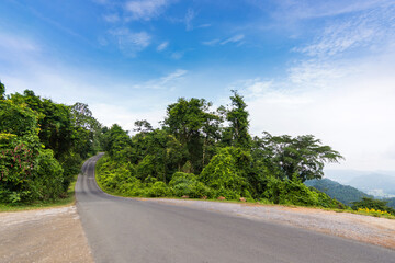 Road through forest at Khao Yai National Park, Pak Chong, Nakhon Ratchasima, Thailand.