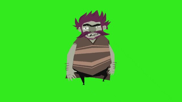 Robber walk cycle animation. Front view. Clip in high resolution with green screen background. 