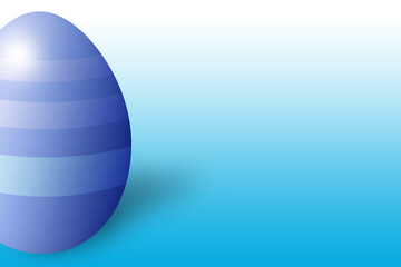 big striped painted 3d easter egg on pastel blue background illustration