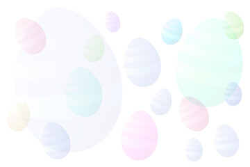 light pastel colored faded effect easter eggs over white background illustration