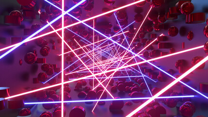 Abstract Laser Tunnel Background 3d render