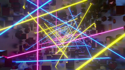 Abstract Laser Tunnel Background 3d render