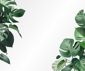 Monstera on a light background. Home plant. Realistic illustration.