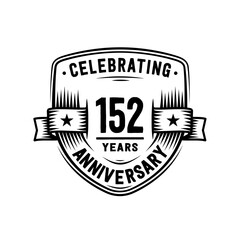 152 years anniversary celebration shield design template. Vector and illustration
