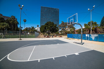 Basketball city park playground in Los Angeles Downtown - 420842032