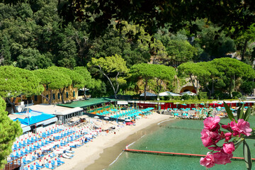 View at beautiful beach resort in Liguria, Italian riviera.